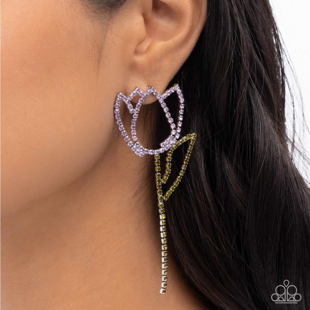 Paparazzi Purple and Gold Tulip Earrings